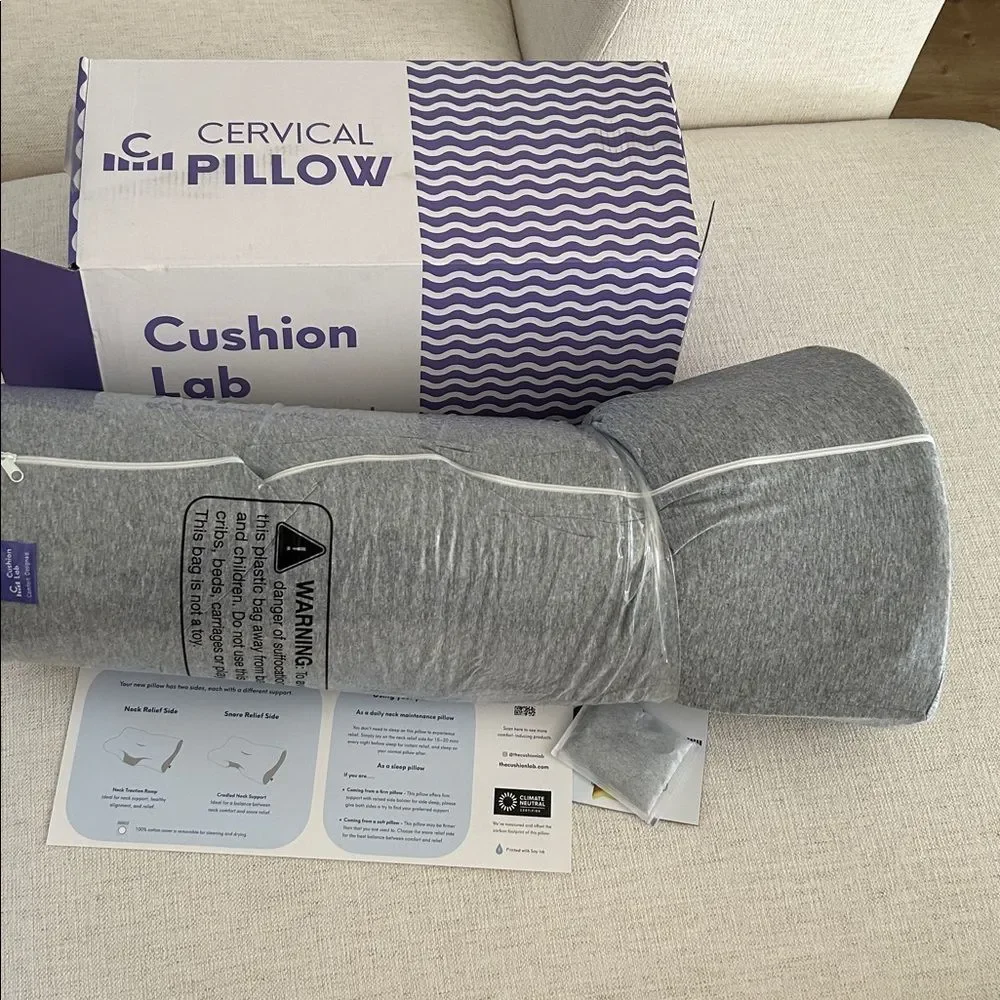 Cushion Lab Neck Relief Ergonomic Cervical Pillow, Grey, NWT display item